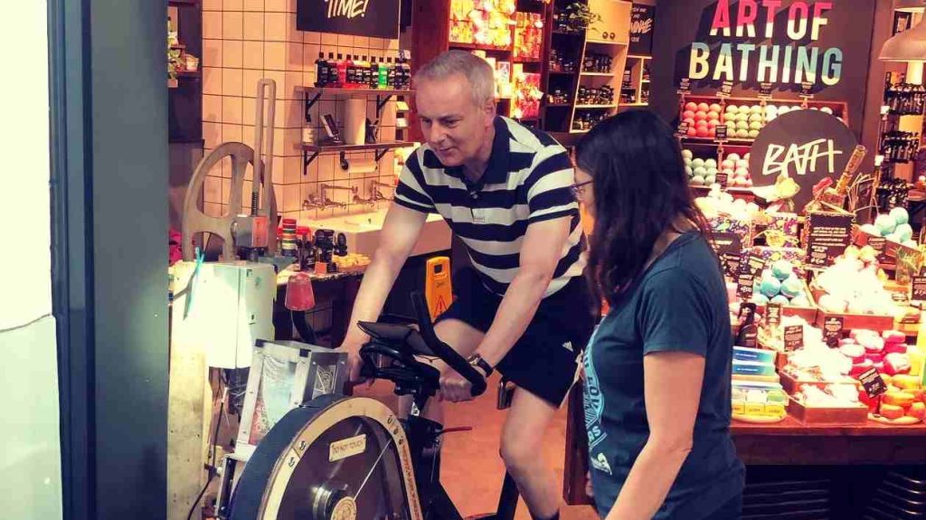 Shopper at Lush on our Plastic Shredding Bike