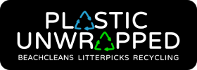 Plastic Unwrapped Logo with recycling symbols replacing the letters A